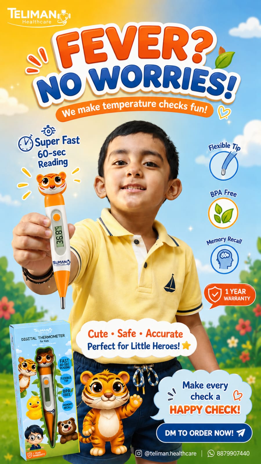 Teliman Cartoon Thermometer 🌡️