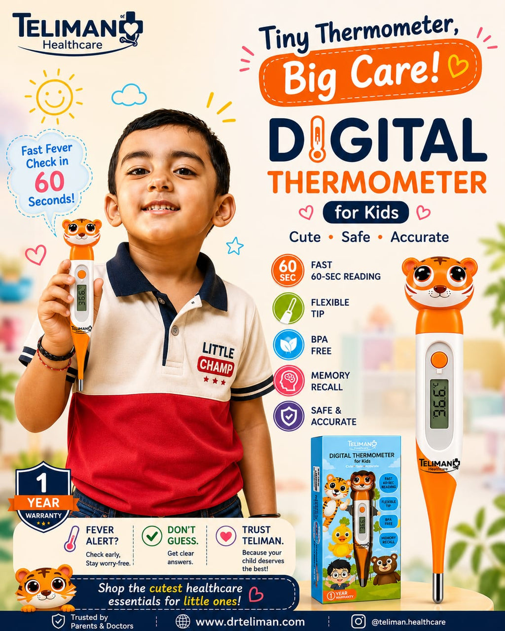 Teliman Cartoon Thermometer 🌡️
