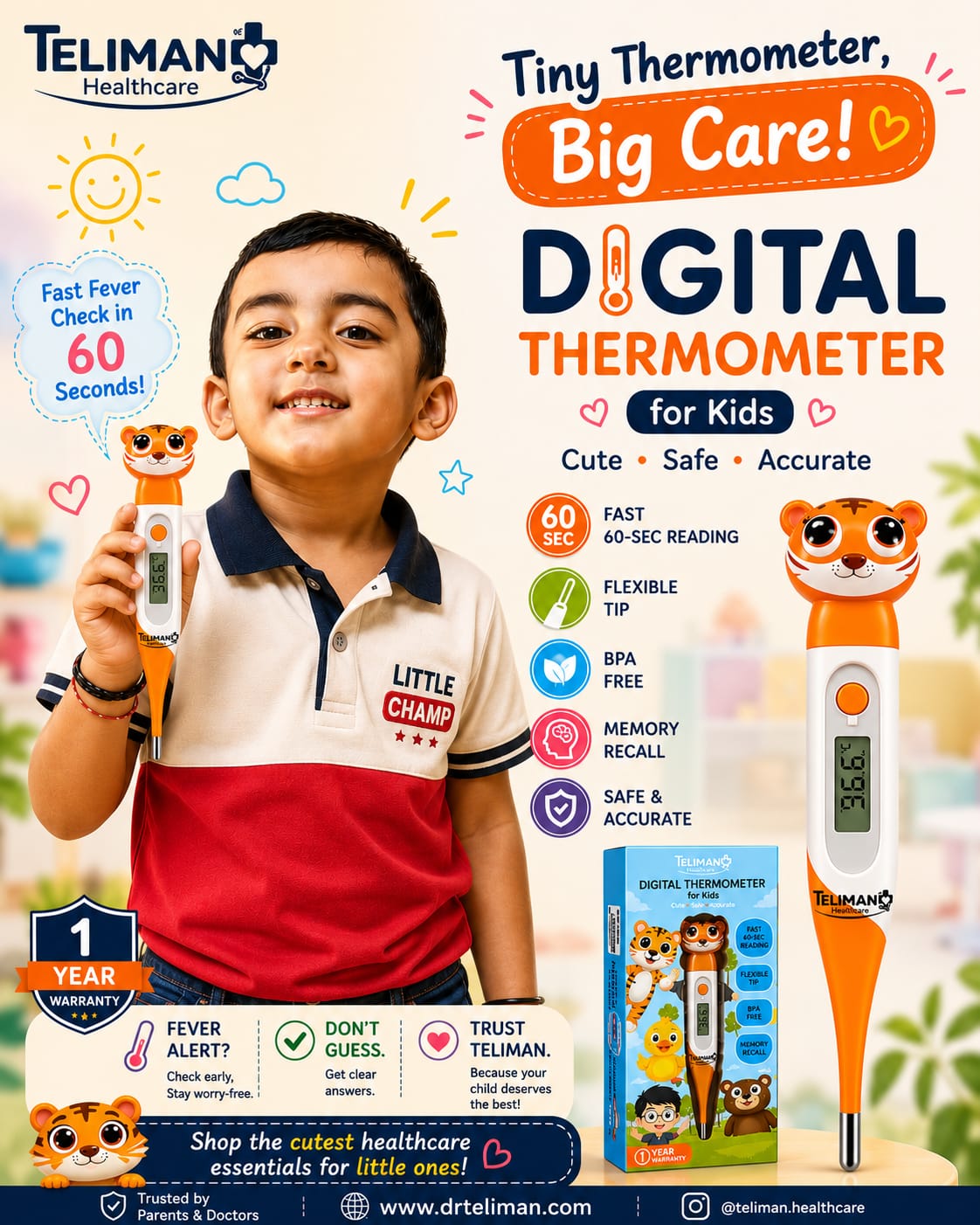 Teliman Cartoon Thermometer 🌡️